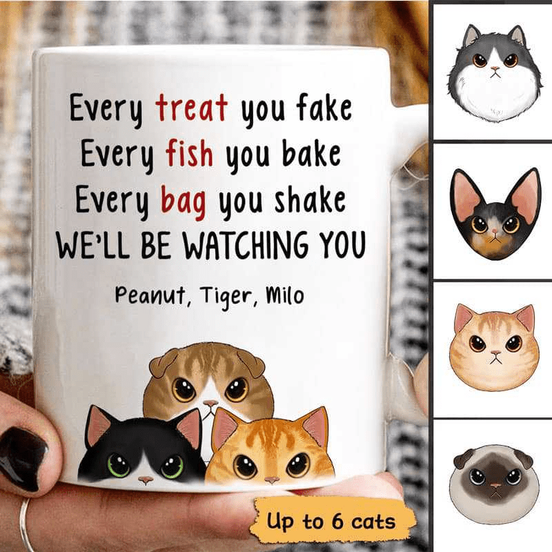 Fluffy Cat Will Be Watching You Personalized Coffee Mug