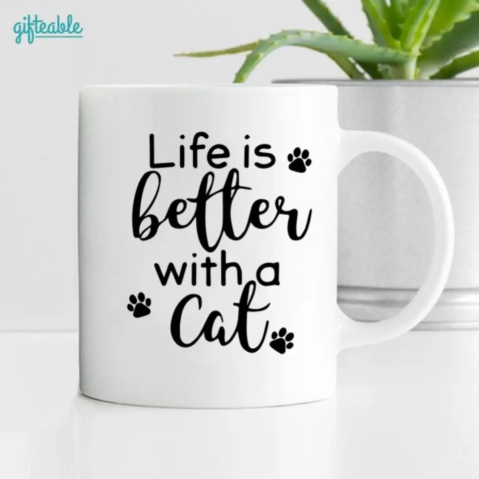 Merry Christmas Human Servant Walking Fluffy Cat Personalized Coffee Mug