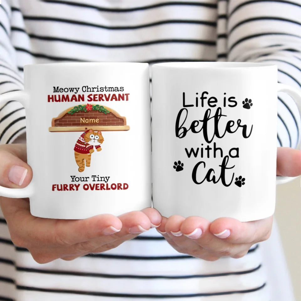 Meowy Christmas Human Servant Personalized Mug