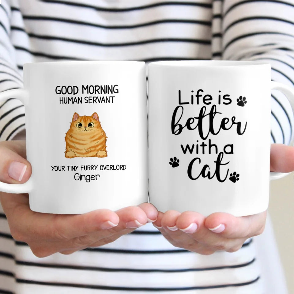 Good Morning Cat Human Servant Personalized Coffee Mug