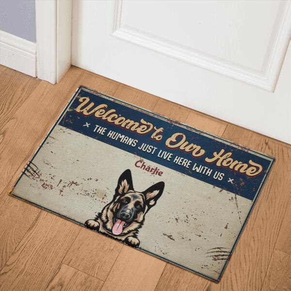 Welcome To Our Home Dog Personalize Doormat - Dogs and Name can be customized