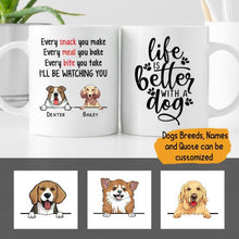 Load image into Gallery viewer, Every Snack You Make Dog Personalized Ceramic Mug - Dogs and Names can be customized
