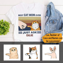 Load image into Gallery viewer, Best Cat Mom Ever Personalized T-Shirt - Cats, Names can be customized
