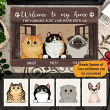 Load image into Gallery viewer, Welcome To Our Home Cat Personalize Doormat - Cats and Names can be customized

