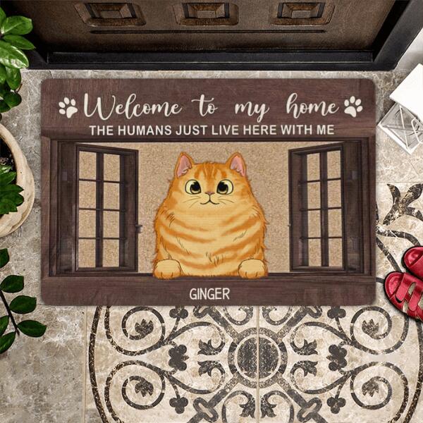 Welcome To Our Home Cat Personalize Doormat - Cats and Names can be customized