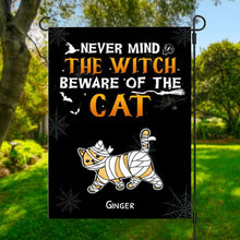 Load image into Gallery viewer, Beware Of The Cat Halloween Personalized Garden Flag - Cats and Names can be customized
