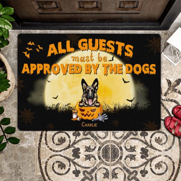 Dog Pumpkin Halloween Personalized Doormat - Dogs, Names and Background can be customized