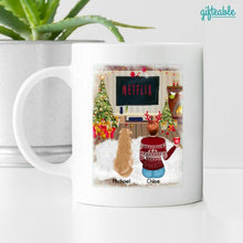 Load image into Gallery viewer, Christmas Girl and Dog Personalized Mug - Girl, Dogs and Names can be customized
