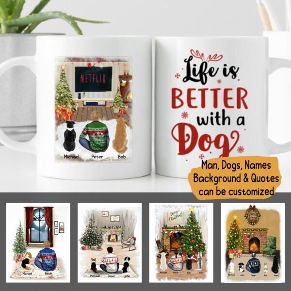 Personalized Dog Mugs - Girl and Dogs - Life Is Better With Dogs