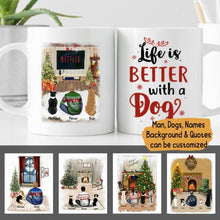 Load image into Gallery viewer, Christmas Man and Dog Personalized Mug - Man, Dogs and Names can be customized
