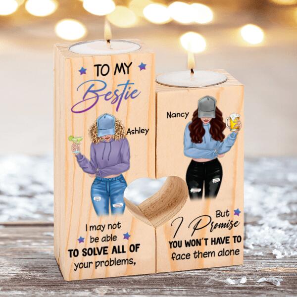 To My Bestie Personalized Wooden Candle Holder - Girls and Names can customized