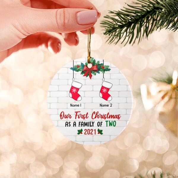 Our Family First Christmas Personalized Ornament - Socks, Number Of People and Names can be customized