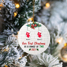 Load image into Gallery viewer, Our Family First Christmas Personalized Ornament - Socks, Number Of People and Names can be customized
