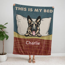 Load image into Gallery viewer, Dog This Is My Bed Personalized Flannel Blanket - Breeds, Number of Dogs, Names can be customized
