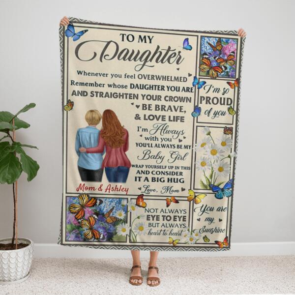 To My Daughter Butterflies Personalized Flannel Blanket