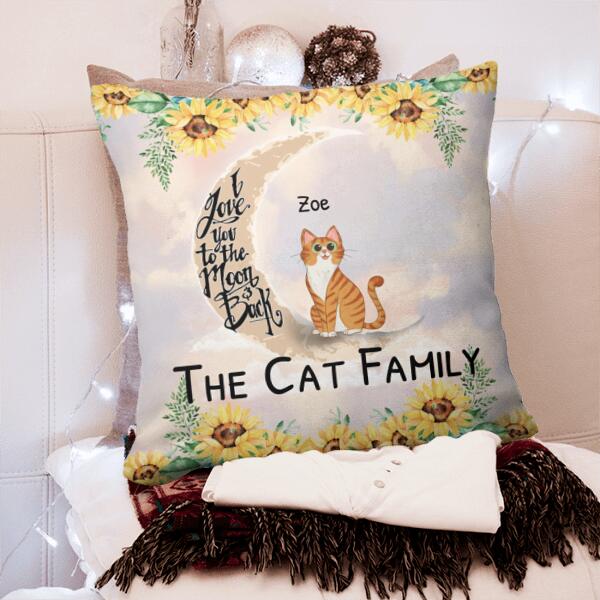 Love Cats To The Moon Sunflower Personalized Pillow Cover