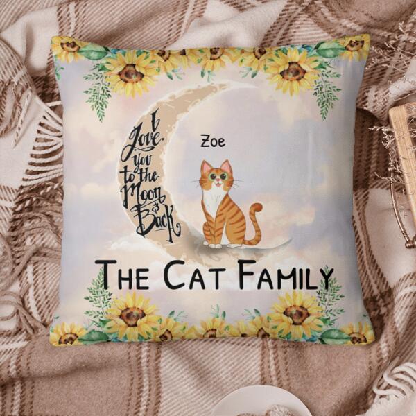 Love Cats To The Moon Sunflower Personalized Pillow Cover