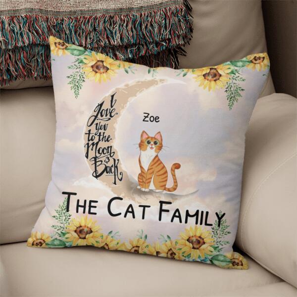 Love Cats To The Moon Sunflower Personalized Pillow Cover