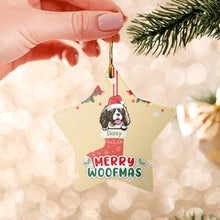 Load image into Gallery viewer, Merry Woofmas Personalized Ceremic Ornament

