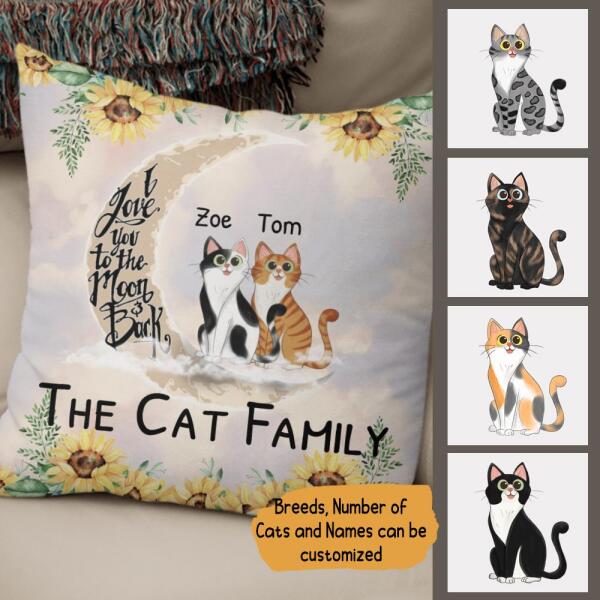Love Cats To The Moon Sunflower Personalized Pillow Cover