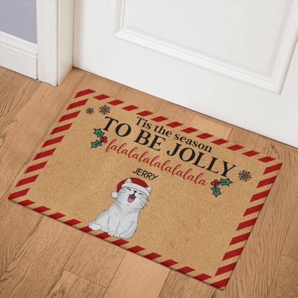 Tis The Season To Be Jolly Cat Personalized Doormat - Cats, Costumes and Names can be customized