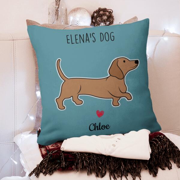 Dachshund Dog Personalized Pillow Cover - Dogs, Background and Names can be customized