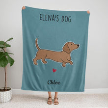 Load image into Gallery viewer, Dachshund Dog Personalized Flannel Blanket - Dogs, Background and Names can be customized
