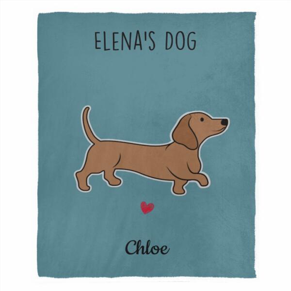 Dachshund Dog Personalized Flannel Blanket - Dogs, Background and Names can be customized