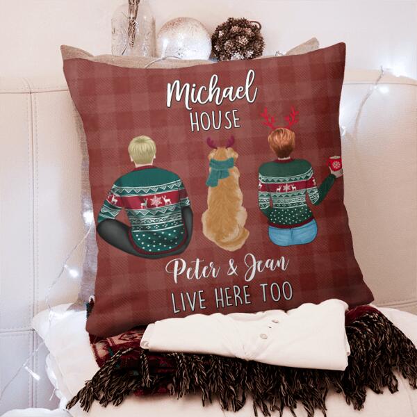 Christmas Dog And People Live Here Personalized Pillow Cover