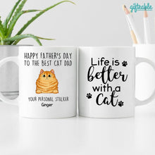 Load image into Gallery viewer, Happy Father&#39;s Day To The Best Cat Dad Personalized Coffee Mug
