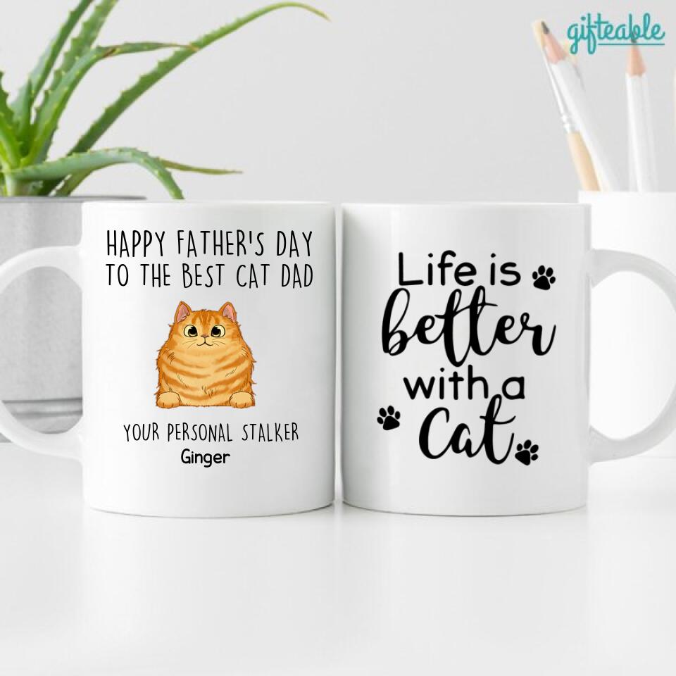 Happy Father's Day To The Best Cat Dad Personalized Coffee Mug
