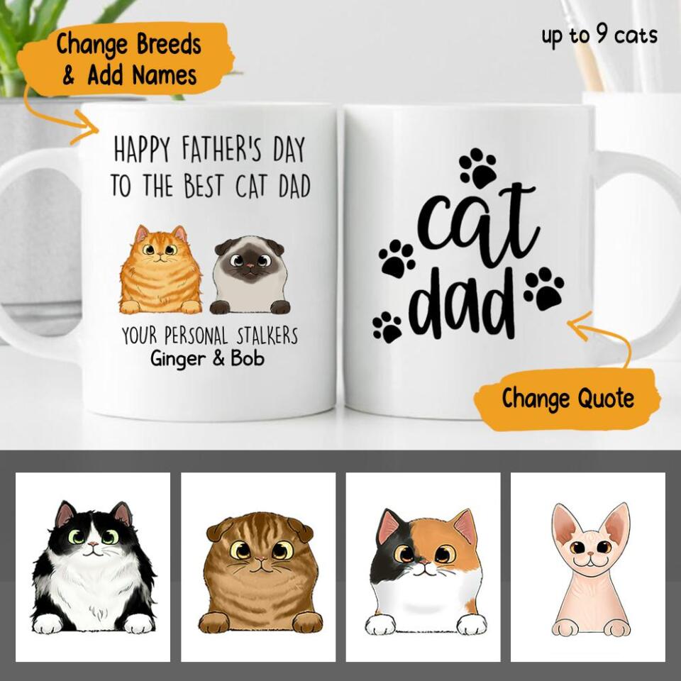 Happy Father's Day To The Best Cat Dad Personalized Coffee Mug