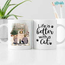 Load image into Gallery viewer, Man Woman And Cats Personalized Coffee Mug
