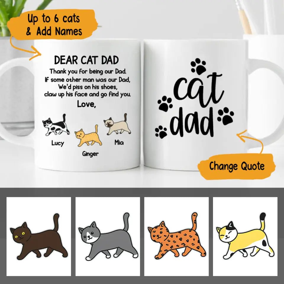 Dear Cat Dad Personalized Coffee Mug