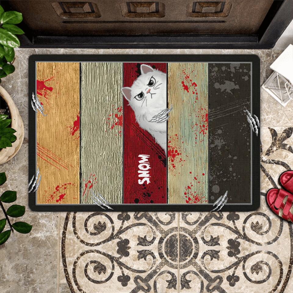 Halloween Cats Face Personalized Doormat