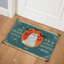 Load image into Gallery viewer, Vintage Halloween Cats Personalized Doormat
