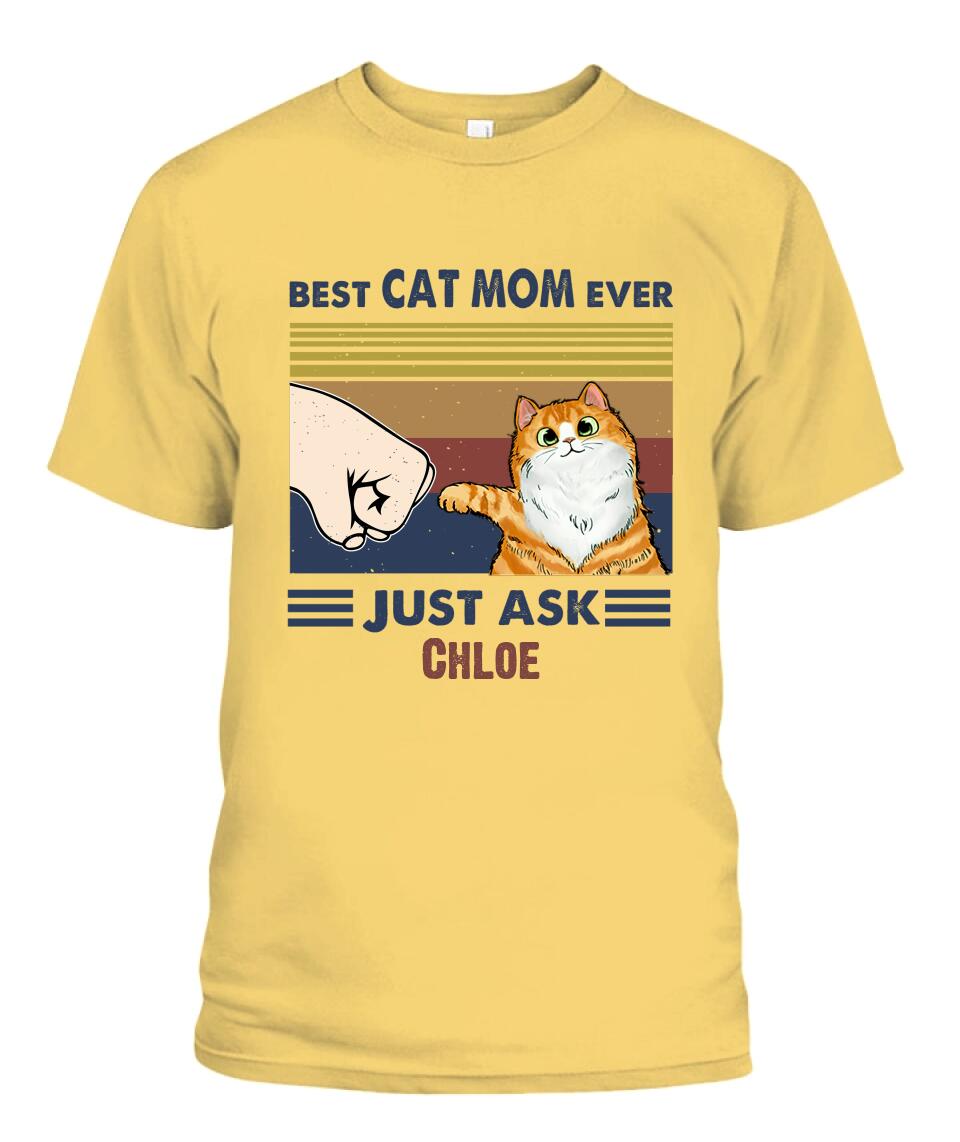 Best Cat Mom Ever Personalized T-Shirt - Cats, Names can be customized