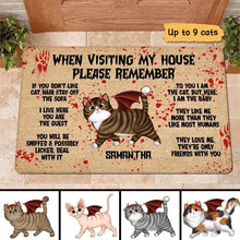 Load image into Gallery viewer, Halloween Please Remember When Visiting This House Devil Cats Personalized Doormat
