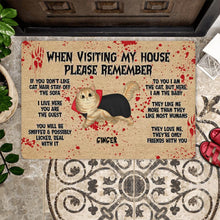 Load image into Gallery viewer, Halloween Please Remember When Visiting This House Devil Cats Personalized Doormat
