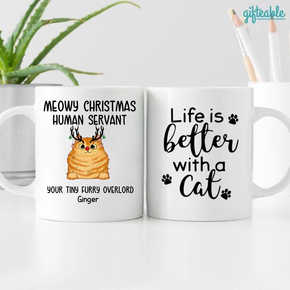 Meowy Christmas Human Servant Funny Cats Personalized Coffee Mug