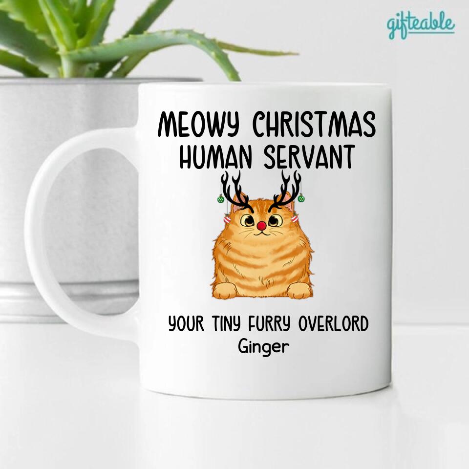 Meowy Christmas Human Servant Funny Cats Personalized Coffee Mug
