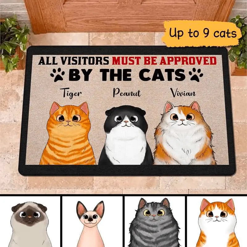All Visitors Must Be Approved By The Cats Personalized Doormat Christmas