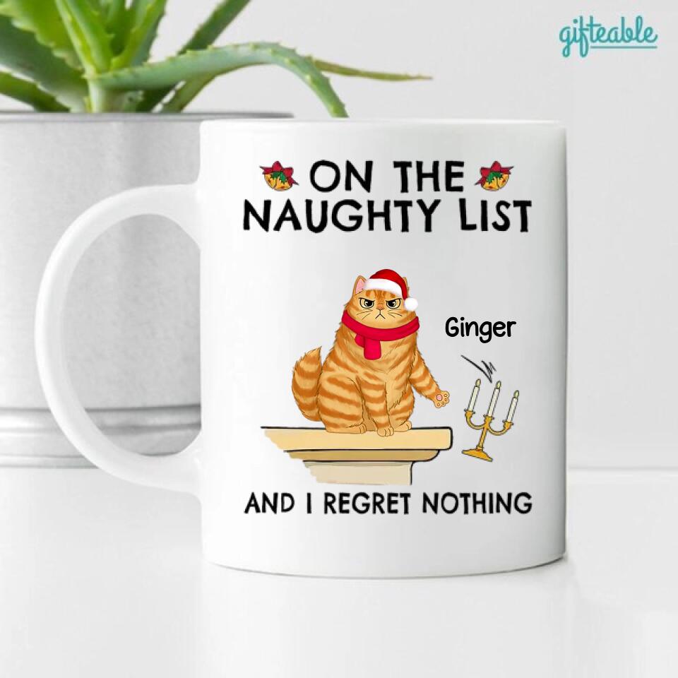 Naughty Cat Regret Nothing Christmas Personalized Coffee Mug