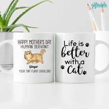 Load image into Gallery viewer, Happy Mother&#39;s Day Cat Human Servant Personalized Coffee Mug

