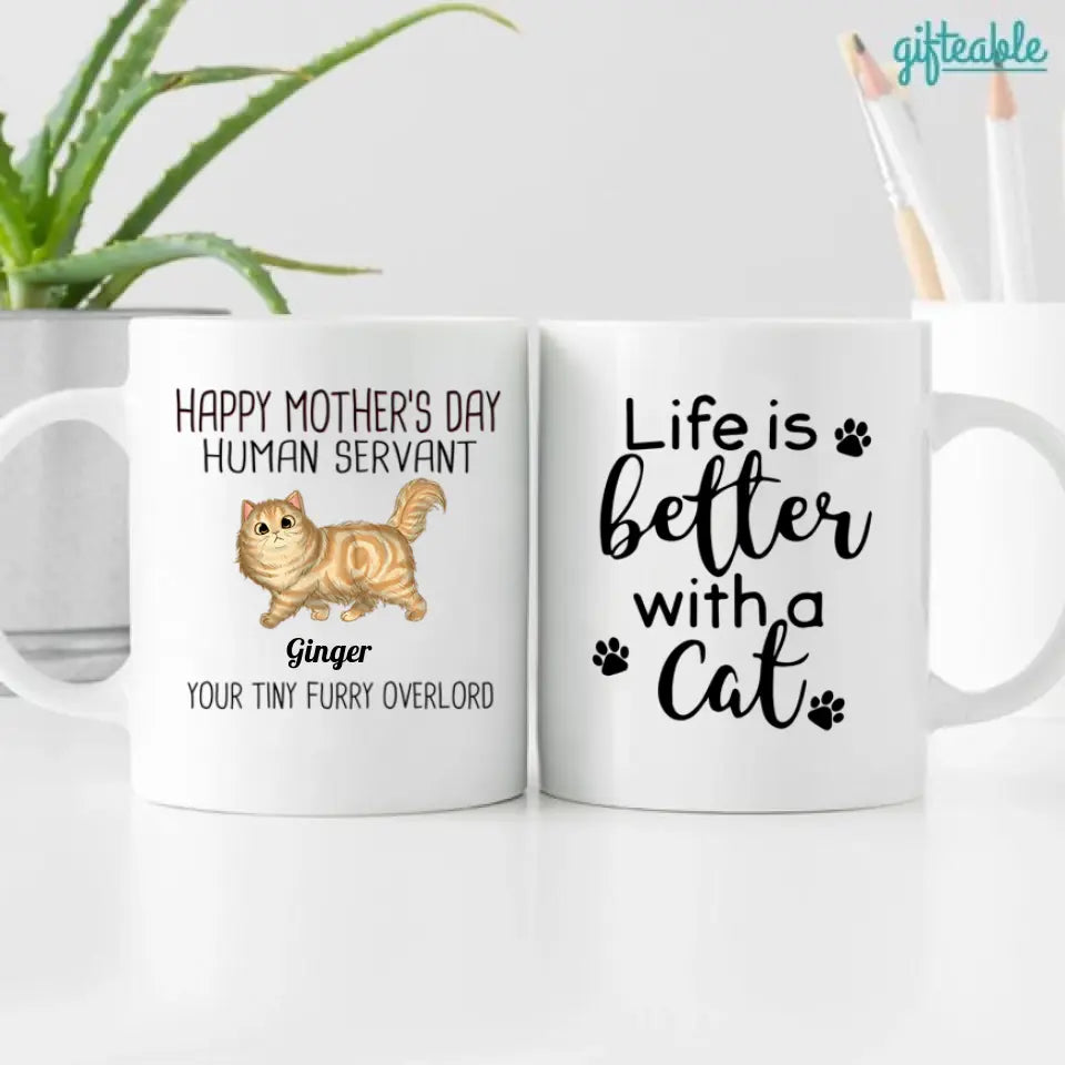 Happy Mother's Day Cat Human Servant Personalized Coffee Mug