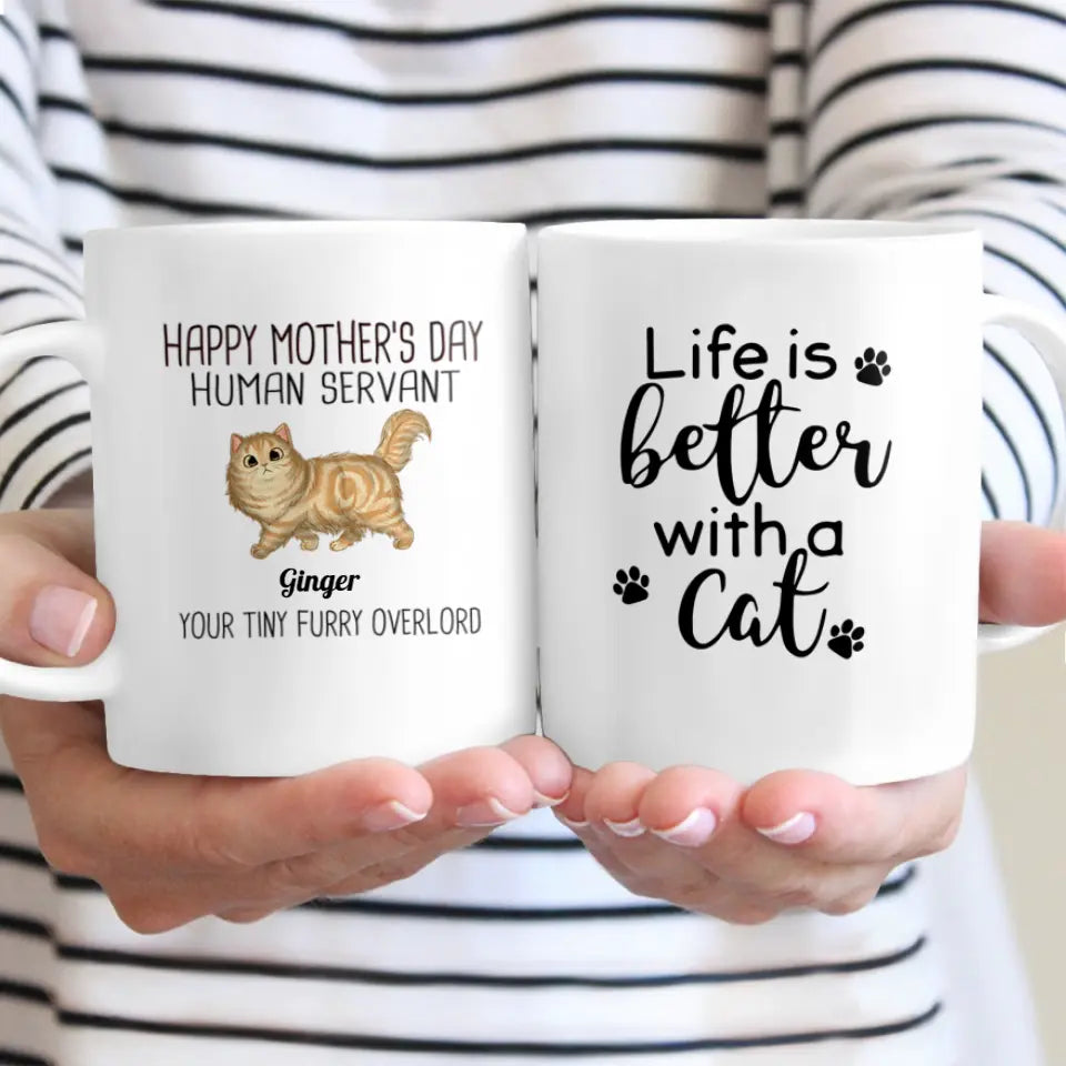 Happy Mother's Day Cat Human Servant Personalized Coffee Mug