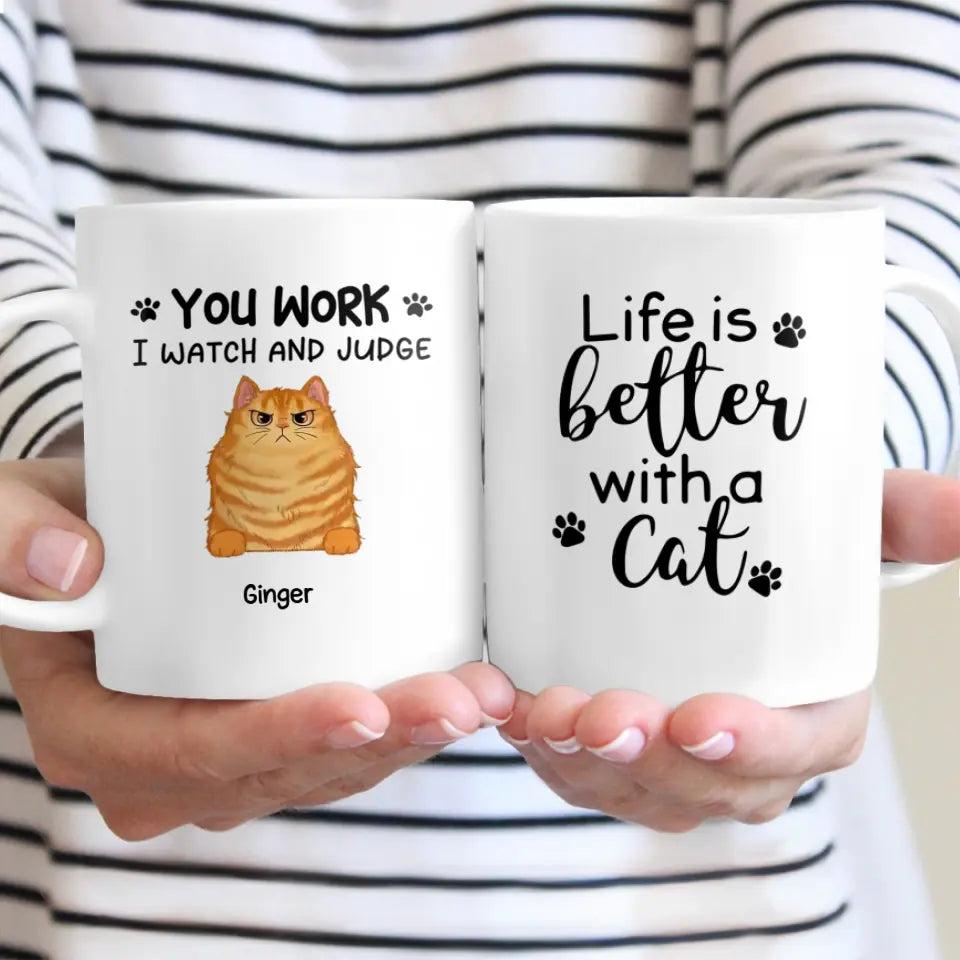 Cats Will Watch And Judge Personalized Coffee Mug