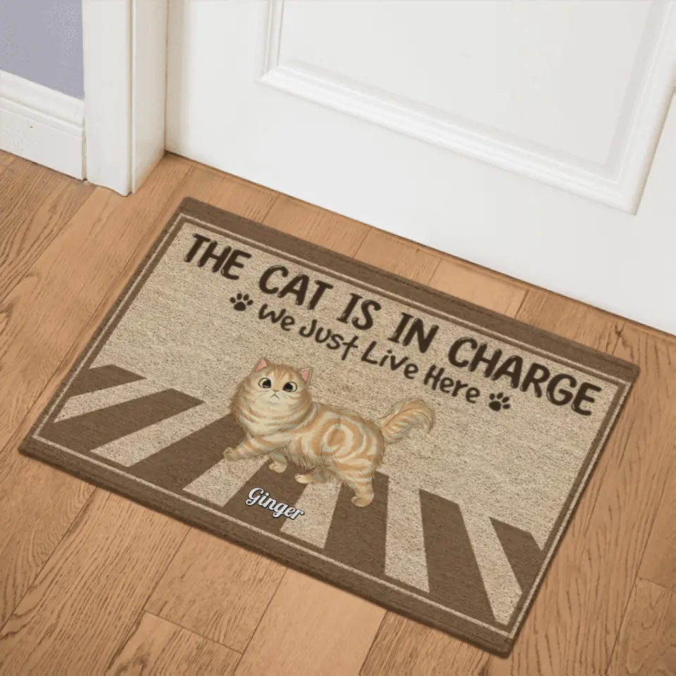 The Cats Are In Charge Walking Cross Personalized Doormat