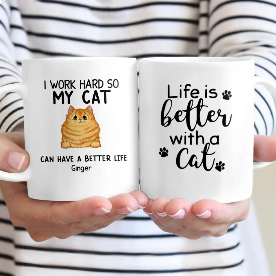 I Work Hard So My Cats Can Have A Better Life Personalized Coffee Mug