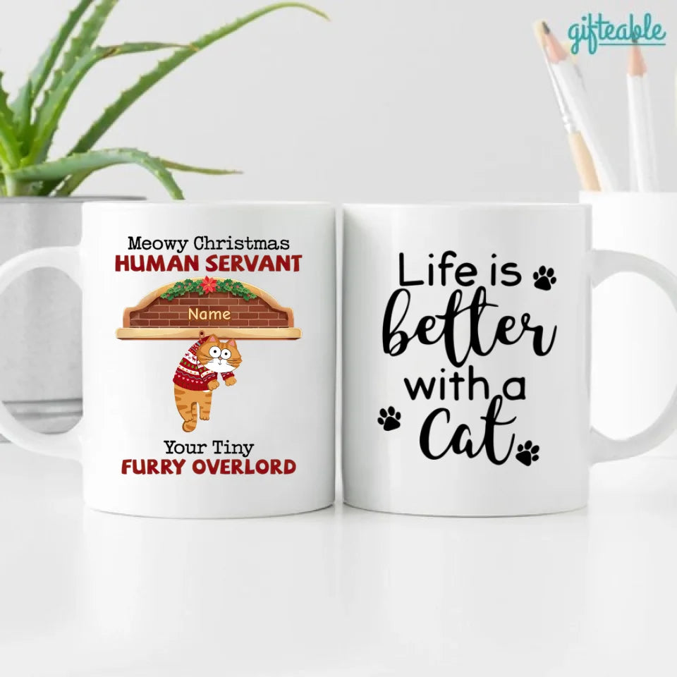 Meowy Christmas Human Servant Personalized Mug